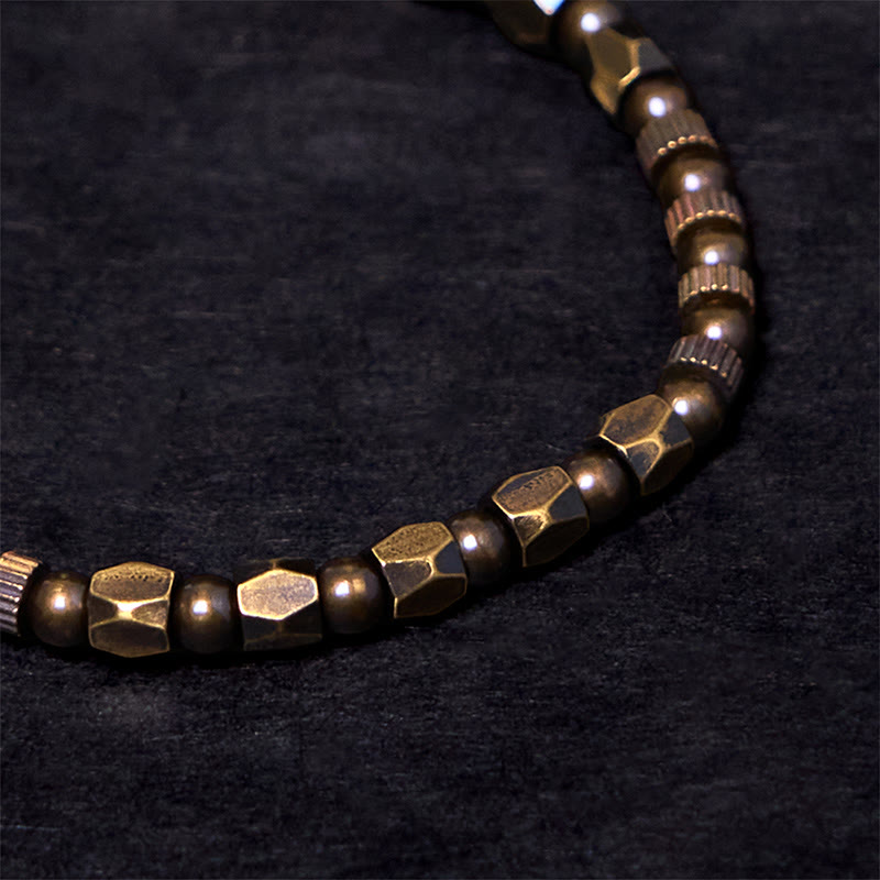 Buddha Stones Retro Distressed Irregular Design Copper Brass Luck Bracelet - image 2