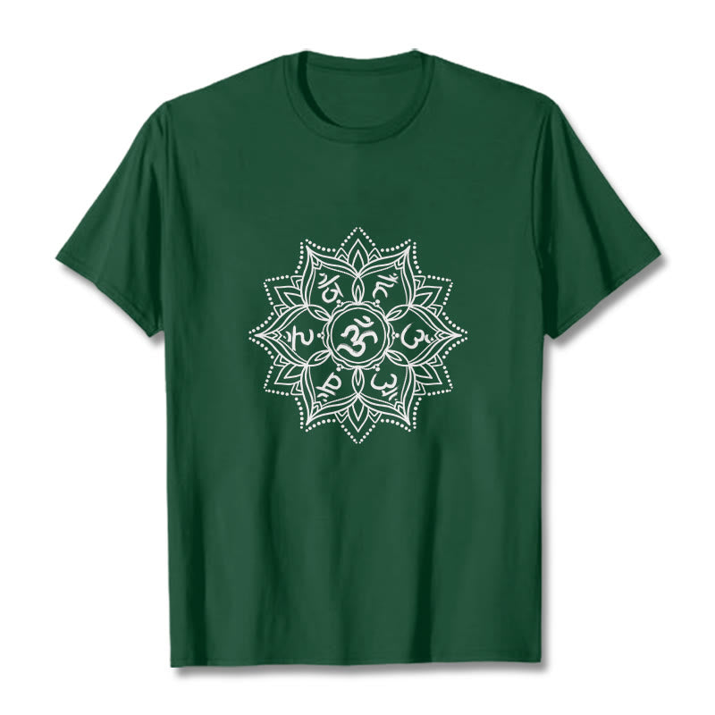 Buddha Stones Mandala Flower Om Mani Padme Hum Sanskrit Mantra Tee T-shirt - ForestGreen - 2XL - image 4
