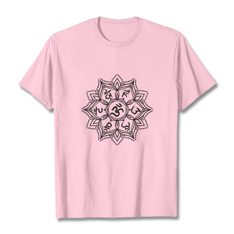 Buddha Stones Mandala Flower Om Mani Padme Hum Sanskrit Mantra Tee T-shirt - LightPink - 2XL - image 12