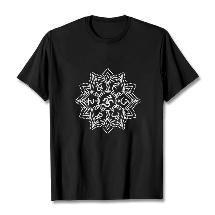 Buddha Stones Mandala Flower Om Mani Padme Hum Sanskrit Mantra Tee T-shirt - Black - 2XL - image 6