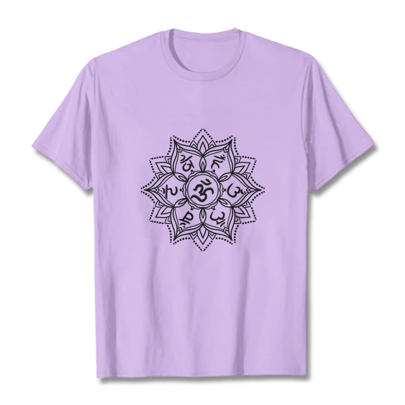 Buddha Stones Mandala Flower Om Mani Padme Hum Sanskrit Mantra Tee T-shirt - Plum - 2XL - image 16