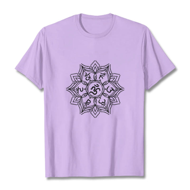 Buddha Stones Mandala Flower Om Mani Padme Hum Sanskrit Mantra Tee T-shirt - Plum - 2XL - image 16