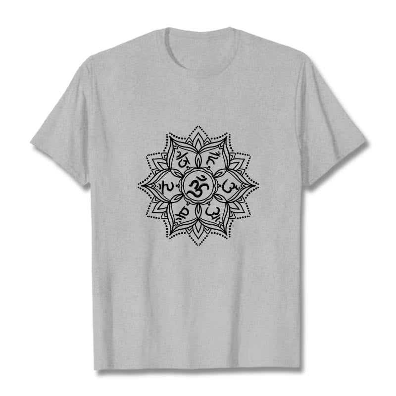 Buddha Stones Mandala Flower Om Mani Padme Hum Sanskrit Mantra Tee T-shirt - LightGrey - 2XL - image 19