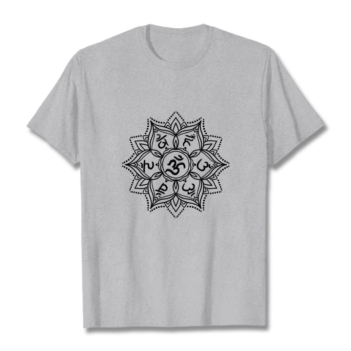 Buddha Stones Mandala Flower Om Mani Padme Hum Sanskrit Mantra Tee T-shirt - LightGrey - 2XL - image 19