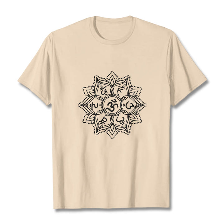 Buddha Stones Mandala Flower Om Mani Padme Hum Sanskrit Mantra Tee T-shirt - Bisque - 2XL - image 10