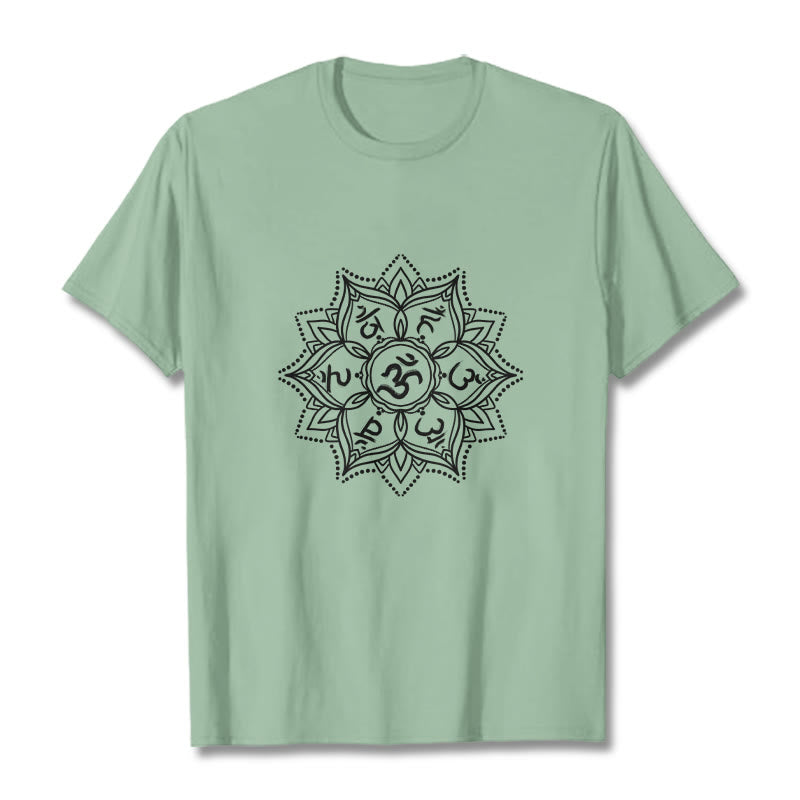 Buddha Stones Mandala Flower Om Mani Padme Hum Sanskrit Mantra Tee T-shirt - PaleGreen - 2XL - image 14