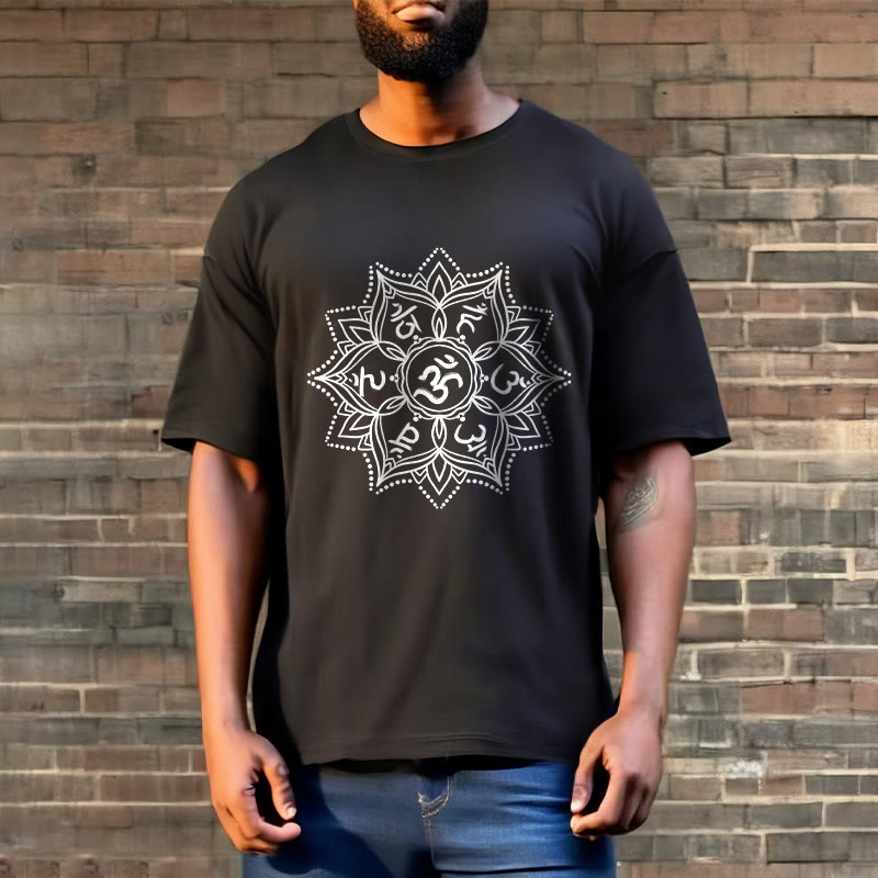 Buddha Stones Mandala Flower Om Mani Padme Hum Sanskrit Mantra Tee T-shirt - image 8