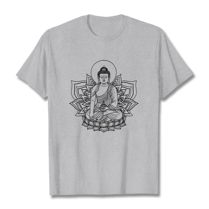 Buddha Stones Medicine Buddha Seated On A Lotus Pedestal Tee T-shirt - LightGrey - 2XL - image 19