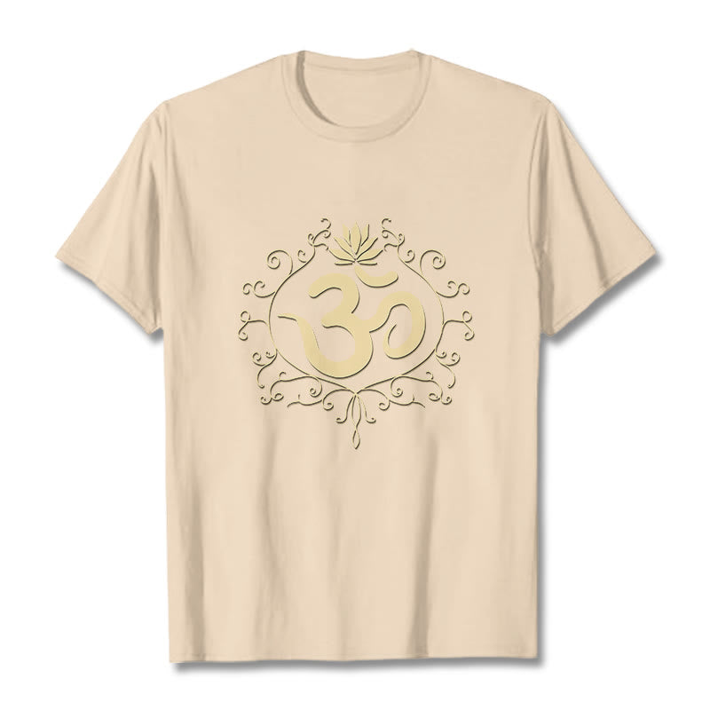 Buddha Stones Om Symbol Vines Lotus Flower Tee T-shirt - Bisque - 2XL - image 11