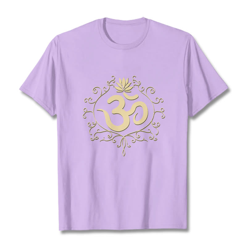 Buddha Stones Om Symbol Vines Lotus Flower Tee T-shirt - Plum - 2XL - image 16