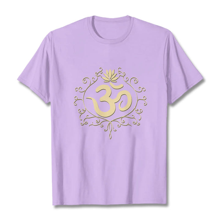 Buddha Stones Om Symbol Vines Lotus Flower Tee T-shirt - Plum - 2XL - image 16
