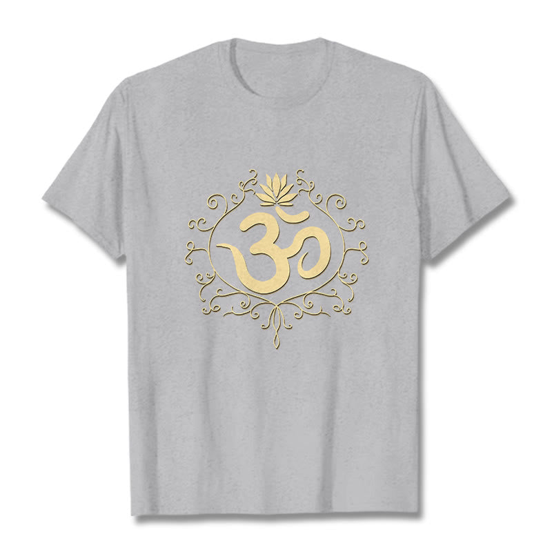 Buddha Stones Om Symbol Vines Lotus Flower Tee T-shirt - LightGrey - 2XL - image 10