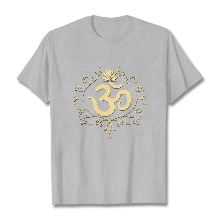 Buddha Stones Om Symbol Vines Lotus Flower Tee T-shirt - LightGrey - 2XL - image 10