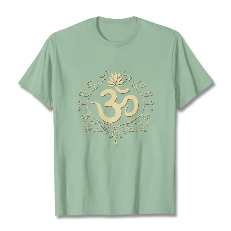 Buddha Stones Om Symbol Vines Lotus Flower Tee T-shirt - PaleGreen - 2XL - image 18