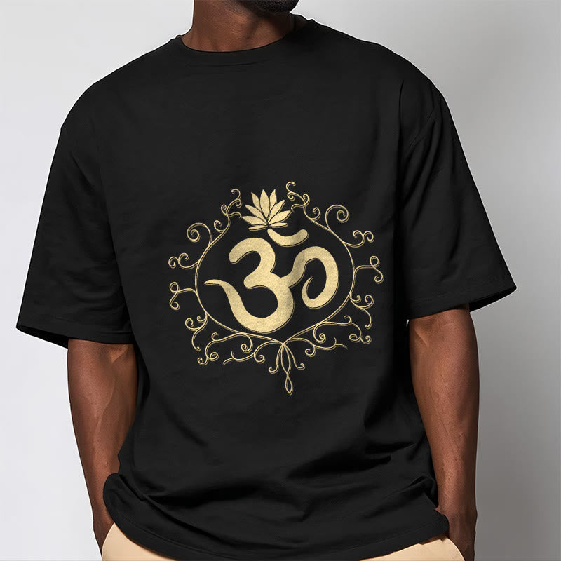 Buddha Stones Om Symbol Vines Lotus Flower Tee T-shirt - image 1