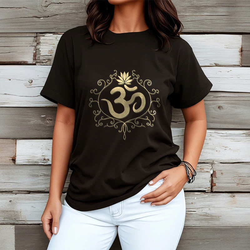 Buddha Stones Om Symbol Vines Lotus Flower Tee T-shirt - image 3