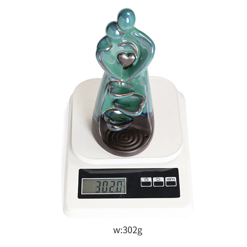 Buddha Stones Lovers Couple Embrace Love Ceramic Backflow Smoke Fountain Healing Incense Burner Decoration - image 12