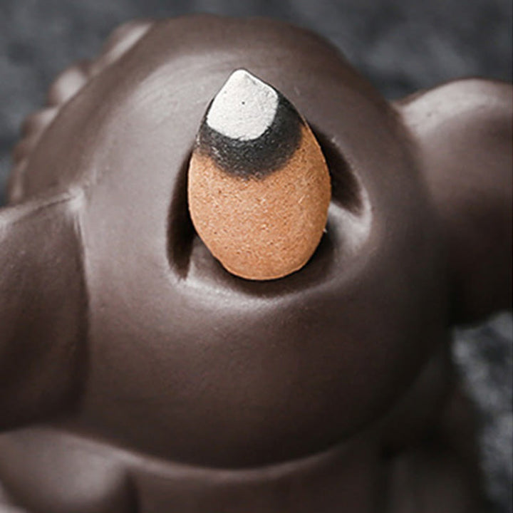 Buddha Stones Cute Elephant Purple Clay Backflow Smoke Fountain Peace Healing Incense Burner Decoration - image 25