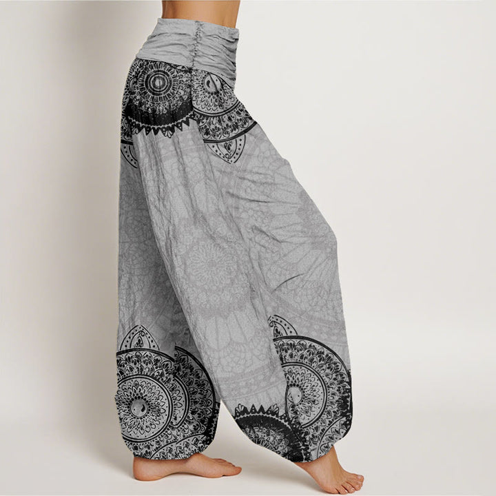 Buddha Stones Circular Mandala Design Women's Elastic Waist Harem Pants - image 9