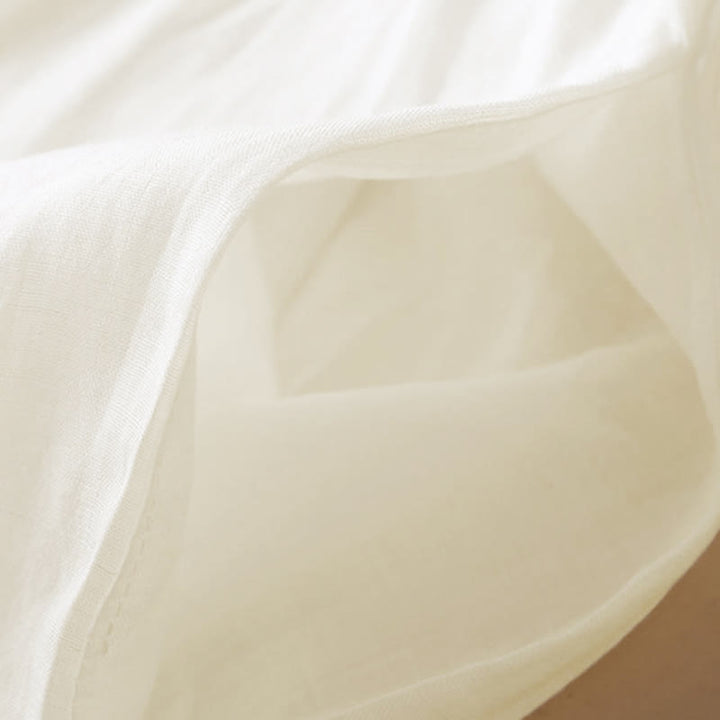 Buddha Stones Embroidery Geometry Nine-Quarter Sleeve Cotton Women's Midi Dress With Pockets - image 4