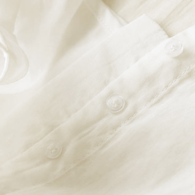 Buddha Stones Embroidery Geometry Nine-Quarter Sleeve Cotton Women's Midi Dress With Pockets - image 2