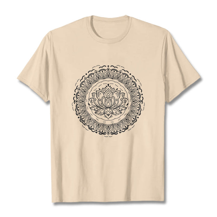 Buddha Stones Mandala Lotus Flower Pattern Tee T-shirt - Bisque - 2XL - image 8