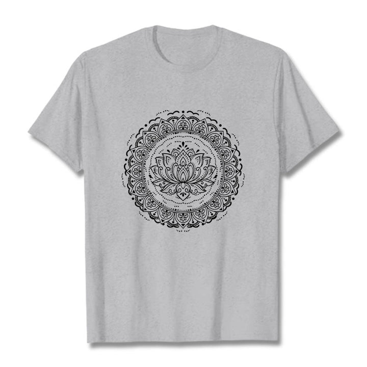 Buddha Stones Mandala Lotus Flower Pattern Tee T-shirt - LightGrey - 2XL - image 19
