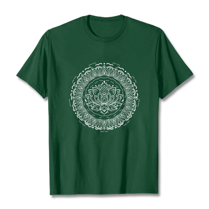 Buddha Stones Mandala Lotus Flower Pattern Tee T-shirt - ForestGreen - 2XL - image 10