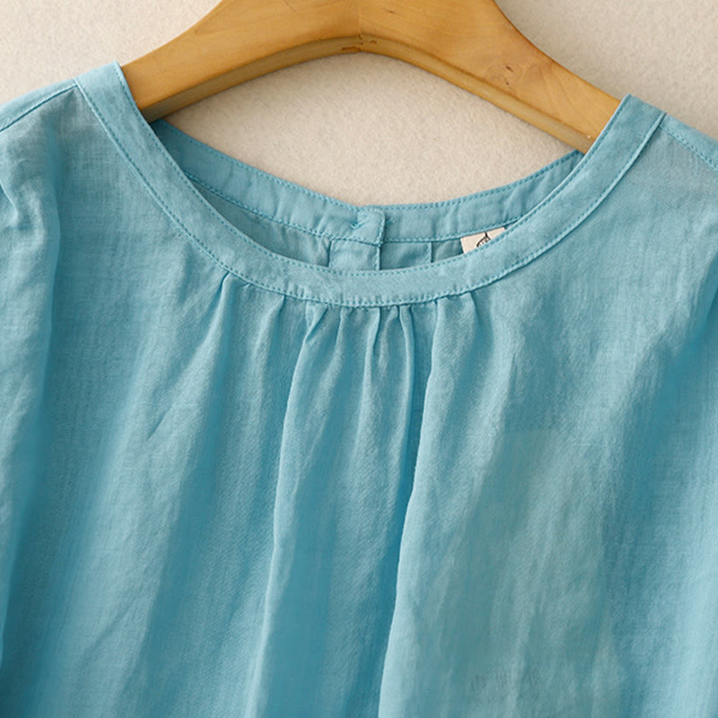 Buddha Stones Casual Plain Women's Crew Neck Design Cotton Polyester T-shirt - image 10