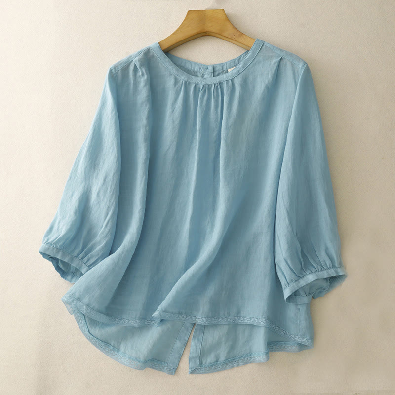 Buddha Stones Casual Plain Women's Crew Neck Design Cotton Polyester T-shirt - LightSkyBlue - US14,UK/AU18,EU46 (2XL) - image 6