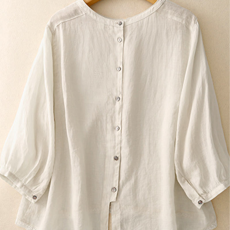 Buddha Stones Casual Plain Women's Crew Neck Design Cotton Polyester T-shirt - image 15