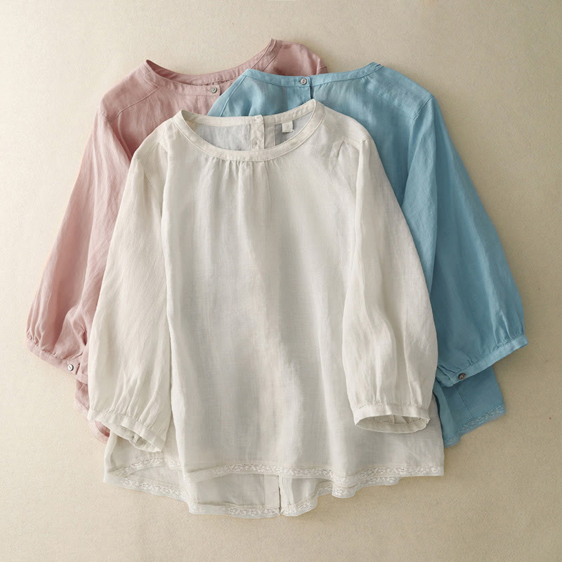 Buddha Stones Casual Plain Women's Crew Neck Design Cotton Polyester T-shirt - image 24