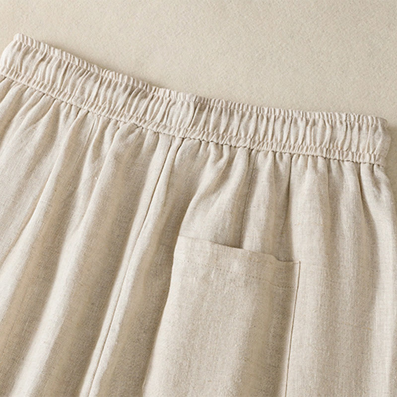 Buddha Stones Casual Embroided Bead Drawstring Women's Wide Leg Cotton Pants With Pockets - image 16