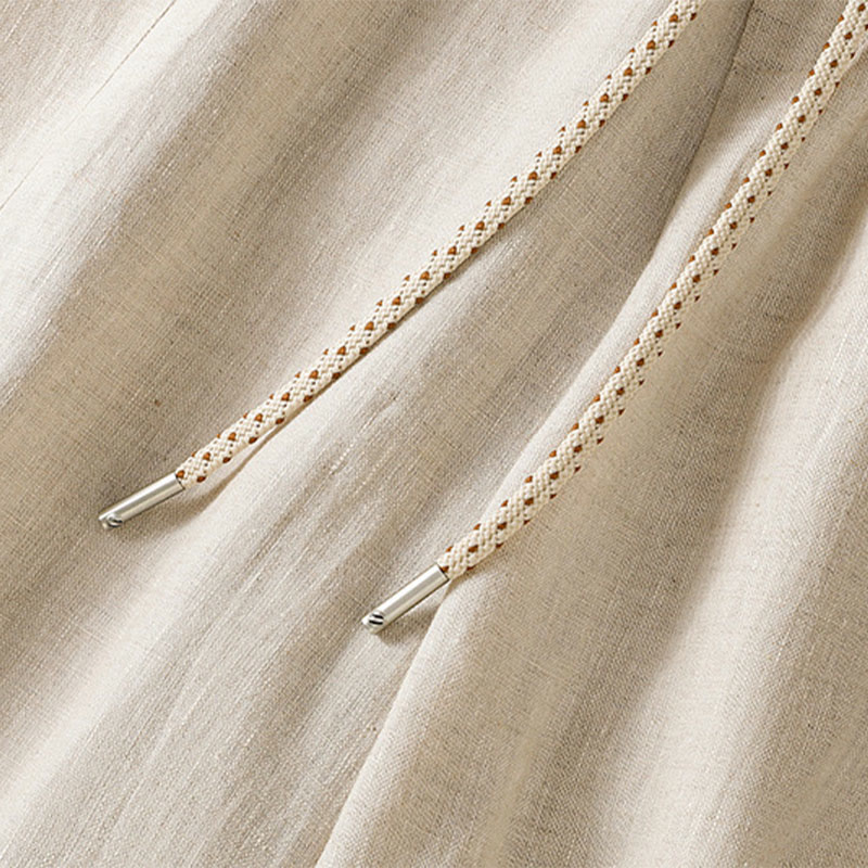 Buddha Stones Casual Embroided Bead Drawstring Women's Wide Leg Cotton Pants With Pockets - image 17