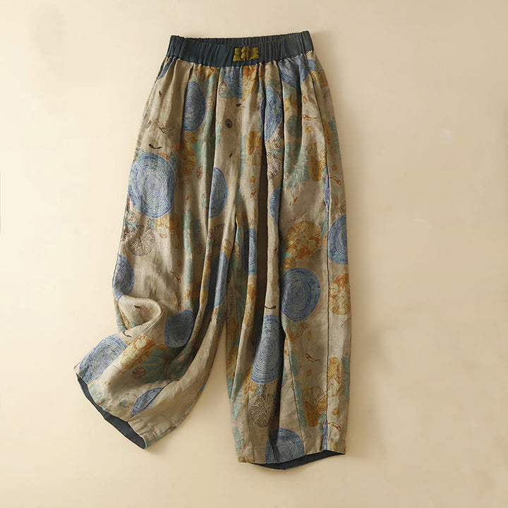 Buddha Stones Retro Casual Chinese Frog-Button Design Women's Harem Pants With Pockets - SteelBlue - US8-10,UK/AU12-14,EU40-42 (2XL) - image 6