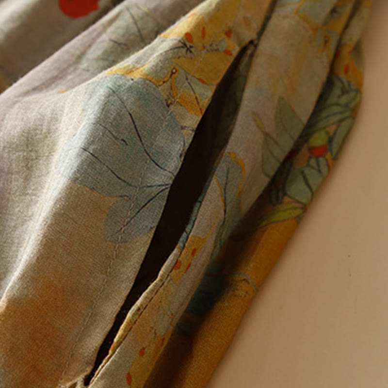 Buddha Stones Retro Casual Chinese Frog-Button Design Women's Harem Pants With Pockets - image 4