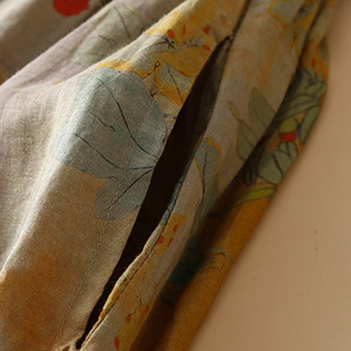 Buddha Stones Retro Casual Chinese Frog-Button Design Women's Harem Pants With Pockets - image 4