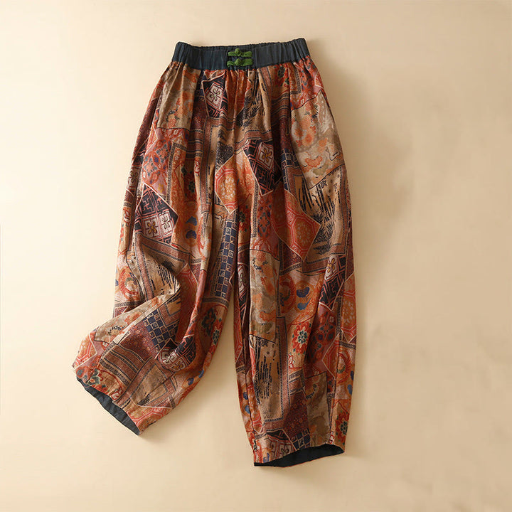 Buddha Stones Retro Casual Chinese Frog-Button Design Women's Harem Pants With Pockets - Red - US8-10,UK/AU12-14,EU40-42 (2XL) - image 14