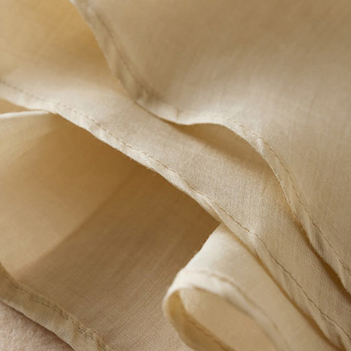 Buddha Stones Retro Plain Fake Two Pieces Button Half Sleeve Design Women's Cotton Linen Shirt - image 42