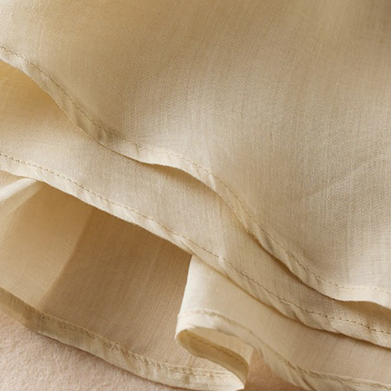 Buddha Stones Retro Plain Fake Two Pieces Button Half Sleeve Design Women's Cotton Linen Shirt - image 43