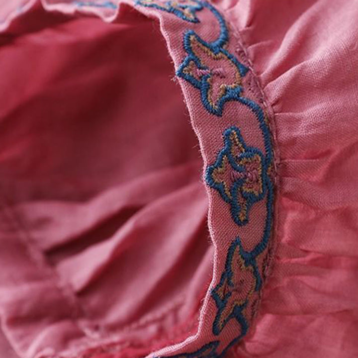 Buddha Stones Summer Embroided Three Quarter Lantern Sleeve Women's Cotton Linen T-Shirt - image 13