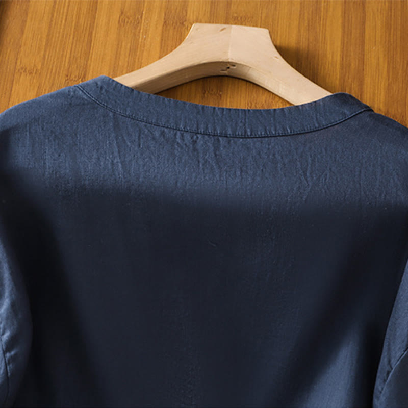 Buddha Stones Plain Embroided Floral Half Sleeve Women's T-Shirt - image 3