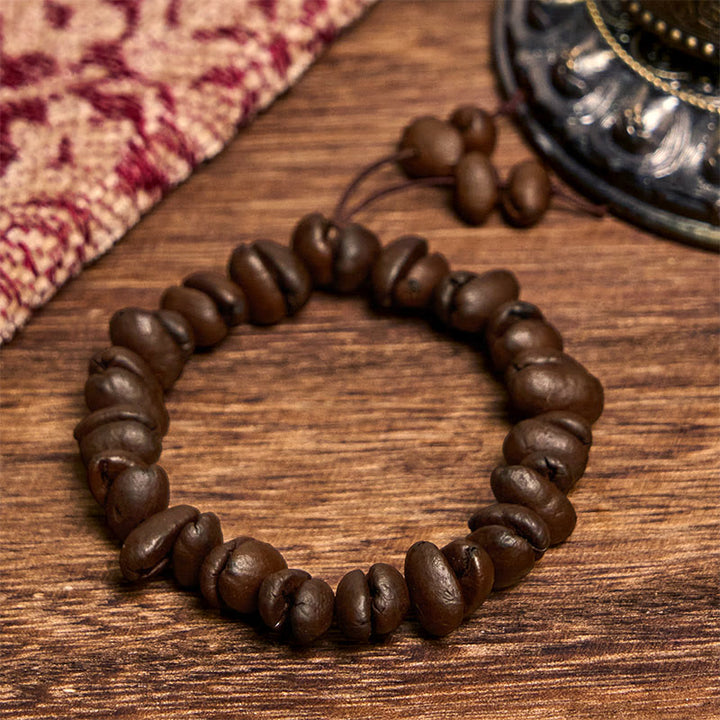 Buddha Stones Handmade Natural Coffee Beans Bracelet - Coffee Beans Charm(Wrist Circumference 14-17cm) - image 0