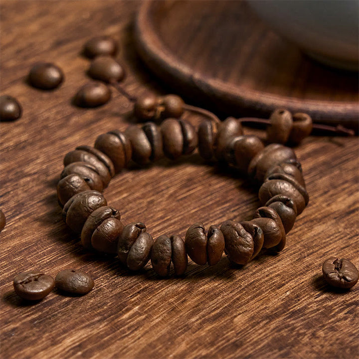 Buddha Stones Handmade Natural Coffee Beans Bracelet - image 1