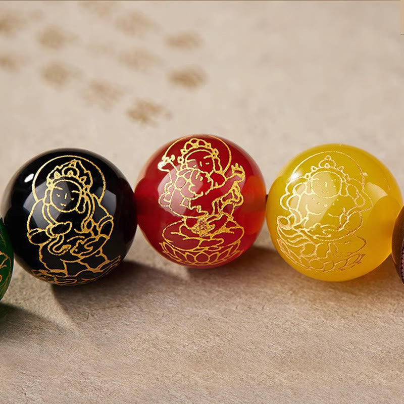 Buddha Stones Small Leaf Red Sandalwood Five Directions Gods of Wealth Calm Bracelet - image 17