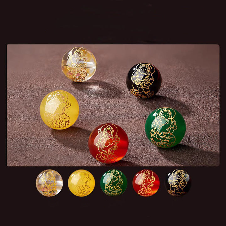 Buddha Stones Small Leaf Red Sandalwood Five Directions Gods of Wealth Calm Bracelet - image 19