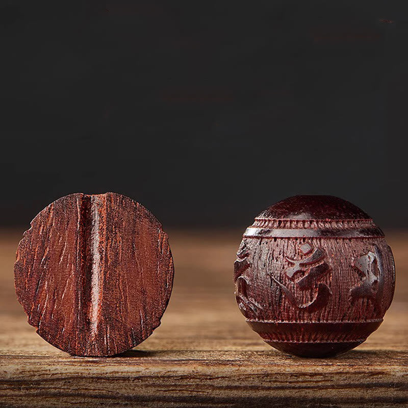 Buddha Stones Small Leaf Red Sandalwood Five Directions Gods of Wealth Calm Bracelet - image 18