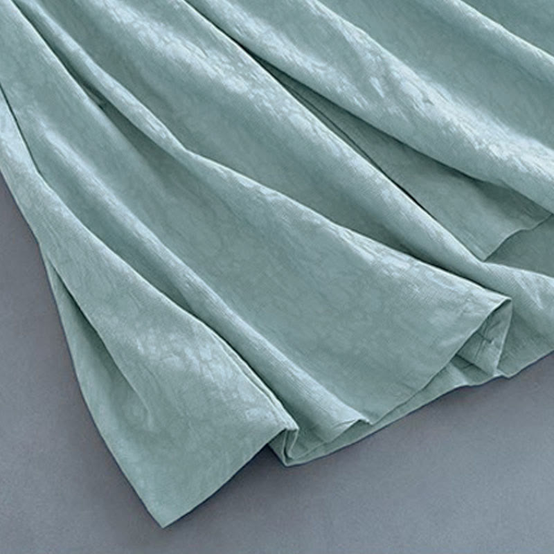 Buddha Stones Spring Casual Plain Frog-Button Design Side Lace-Up Cotton Linen Midi Dress - image 11