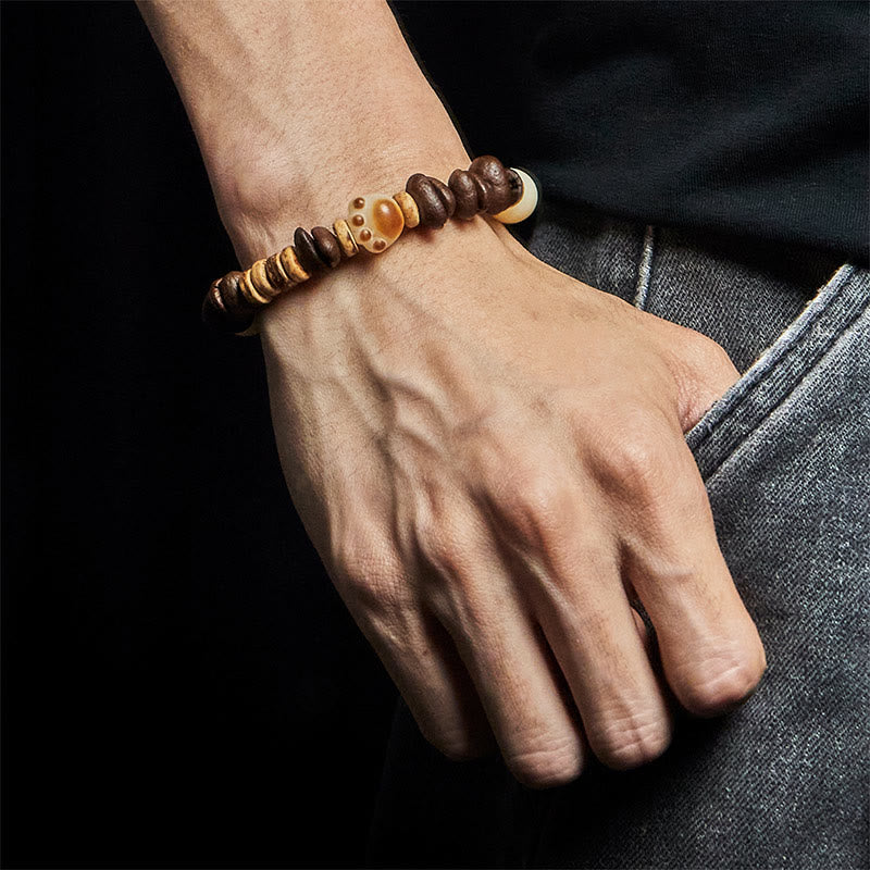 Buddha Stones Handmade Cat's Paw Coffee Beans Bodhi Seed Bracelet - image 4
