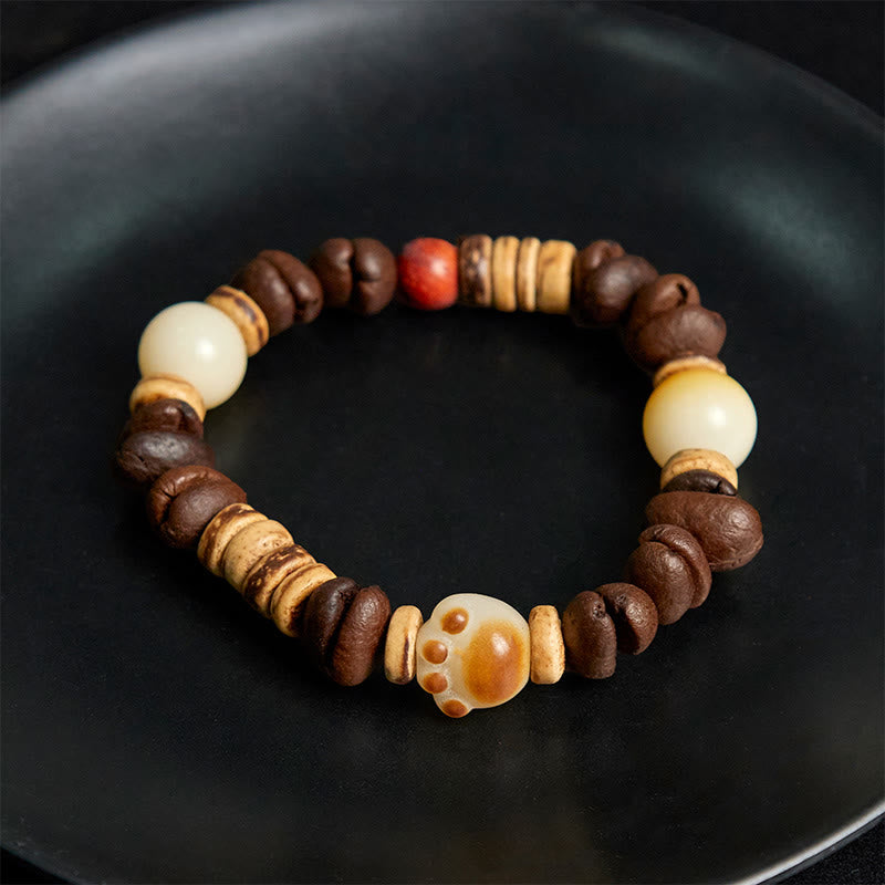Buddha Stones Handmade Cat's Paw Coffee Beans Bodhi Seed Bracelet - image 3